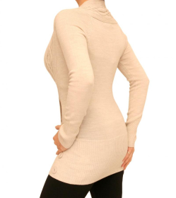 Beige Cable Knit Wrap Tunic Jumper