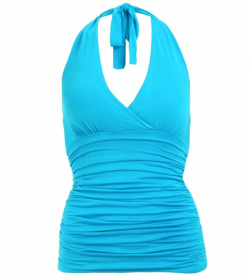 Turquoise Figure Hugging Halter Neck Top