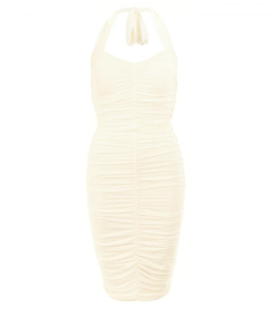 Ivory Ruched Halter Neck Dress