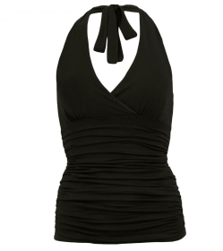 Black Figure Hugging Halter Neck Top