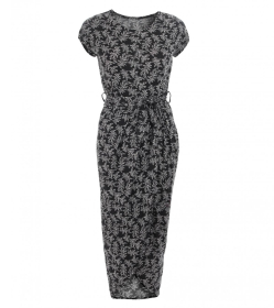 Black and White Ditsy Print Midi Dress