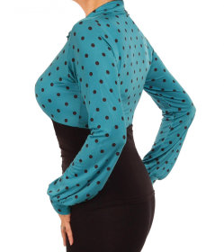 Teal Polka Dot Printed Corset Top
