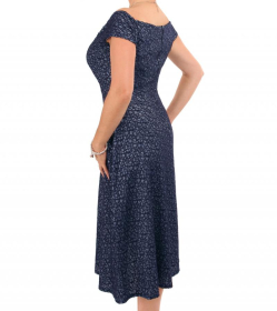 Navy Blue Sparkly Fit and Flare Dress