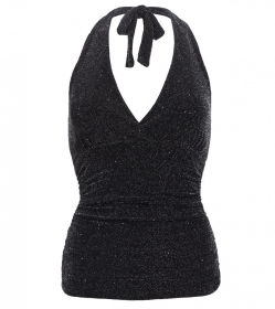 Black and Silver Sparkly Figure Hugging Halter Top