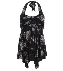 Black and Green Halter Neck Tunic Top