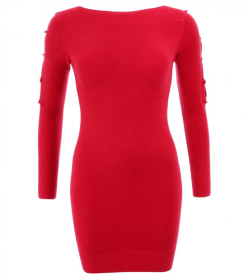 Red Cut Out Bow Detail Tunic Jumper