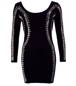 Black Silver Beaded Mini Dress/Top