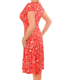 Red and White Print Tea Dress
