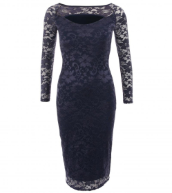 Navy Blue Lace Keyhole Dress