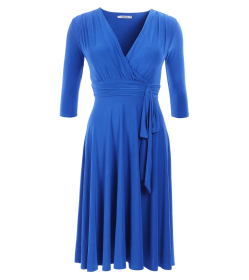 Royal Blue Fit & Flare Tie Detail Dress