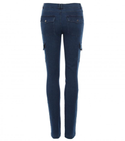 Denim Blue Skinny Combat Stretchy Trousers