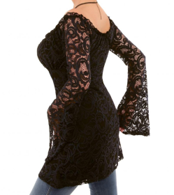 Black Crochet Lace off the Shoulder Top