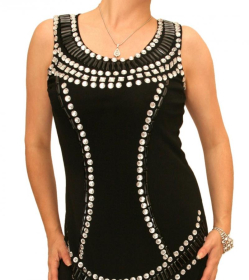 Black Jewelled Lined Mesh Tunic Top