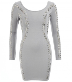 Grey Silver Beaded Mini Dress/Top