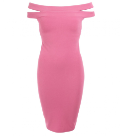 Pink Cut Out Bardot Dress