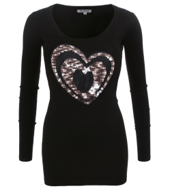 Black and Silver Grey Heart Detail Jumper