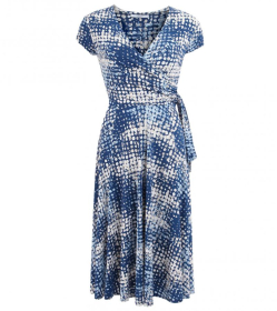 Blue Printed Fit and Flare Dress