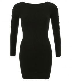 Black Cut Out Bow Detail Tunic Jumper