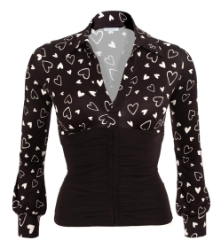 Black Heart Print Corset Top