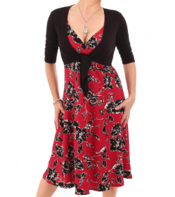 Red Floral Textured Strappy Dress