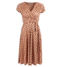 Mocha Polka Dot Fit & Flare Dress