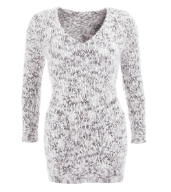 Grey and Ivory Marl Chunky Knit Jumper