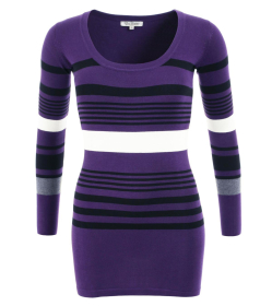 Purple Striped Scoop Neck Jumper