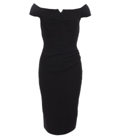 Black Bardot Style Notch Dress