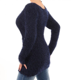 Navy Blue Chunky Knit Scoop Neck Jumper