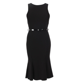 Black Sleeveless Panelled Pencil Dress