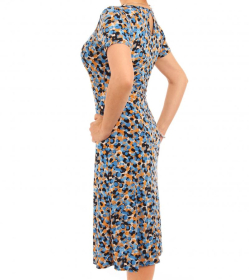Blue Spotty Printed Tea Dress