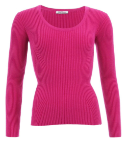 Magenta Ribbed Scoop Neck Jumper