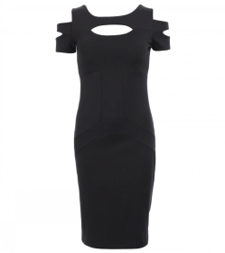 Black Slashed Front Dress