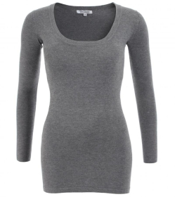 Grey Scoop Neck Jumper