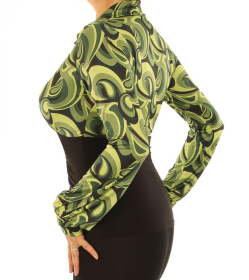 Green Retro Print Corset Top