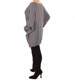 Dark Grey Oversized V Neck Jumper