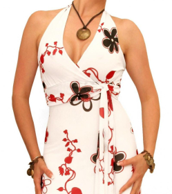 Red and White Floral Maxi Dress