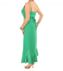 Green Button Through Dip Hem Dress