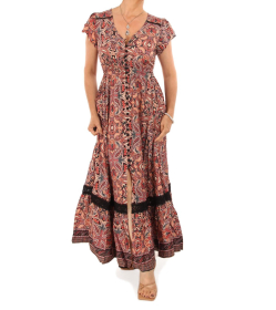 Paisley Print Button Through Maxi Dress