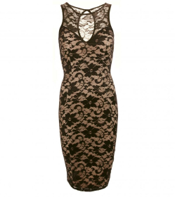 Nude and Black Lace Sleeveless Dress
