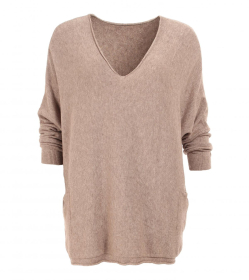 Mocha Oversized V Neck Jumper