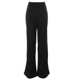 Black High Waisted Wide Leg Stretchy  Trousers