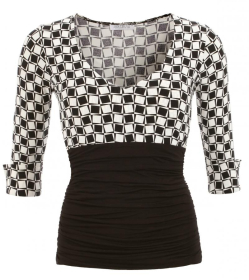 Black and Ivory V Neck Top