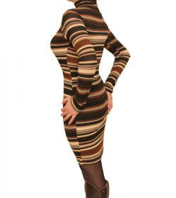 Brown and Black Fine Knit Jumper Dress