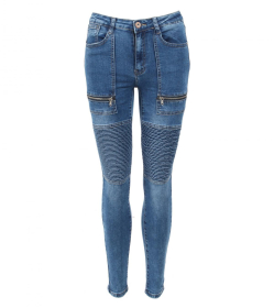 Denim Biker Style Super-Skinny Jeans