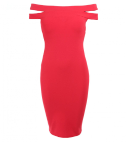 Red Cut Out Bardot Dress