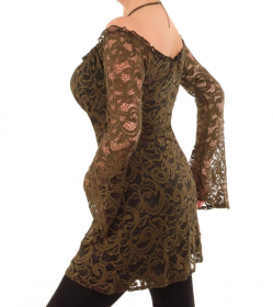 Khaki Crochet Lace off the Shoulder Top