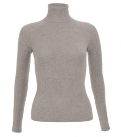 Mid Grey Polo Neck Clingy Jumper