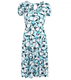 Blue and White Floral Tea Dress