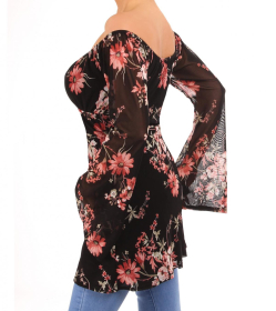Floral Bardot off the Shoulder Bell Sleeve Top
